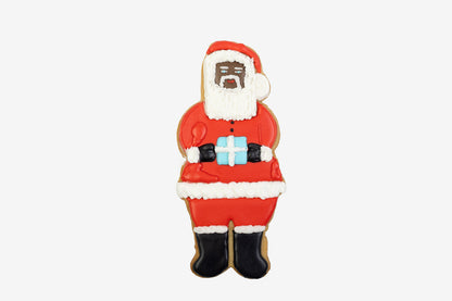 Black Santa, biscuit de Noël glacé à la main de 9 pouces