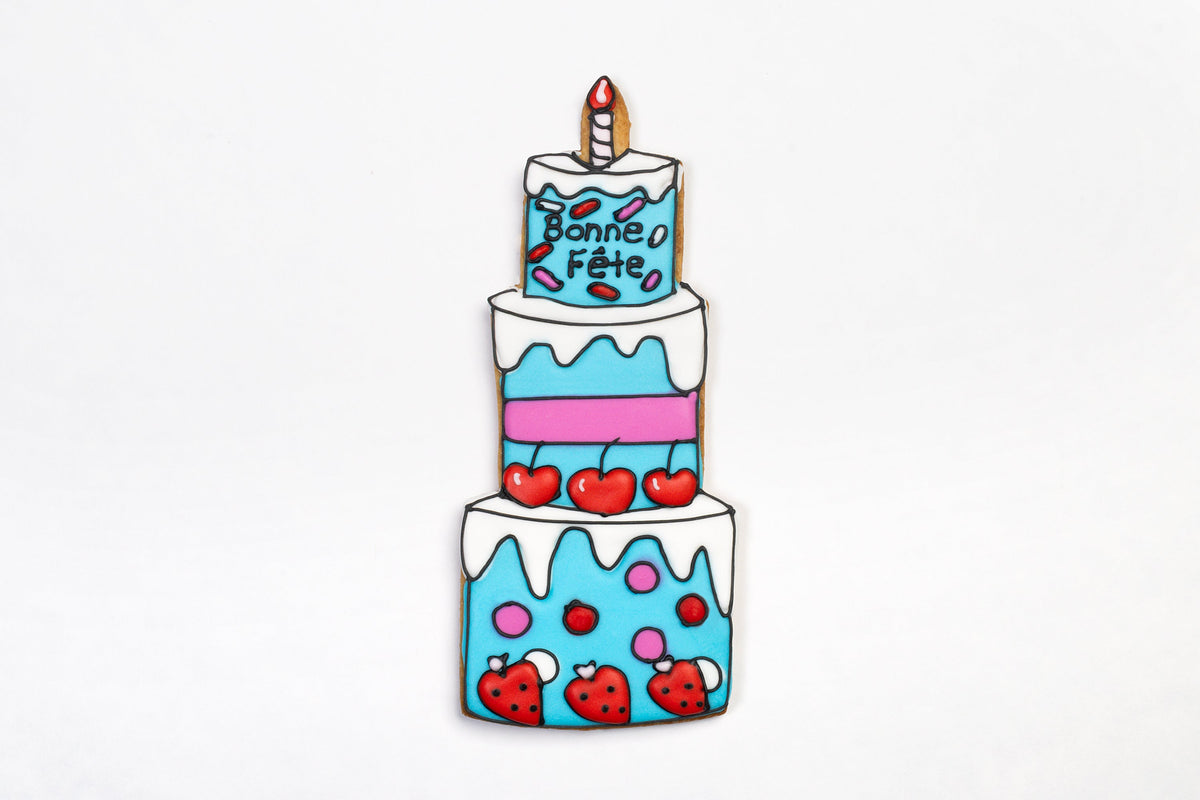 Bonne Fête - biscuit gâteau bleu personnalisable