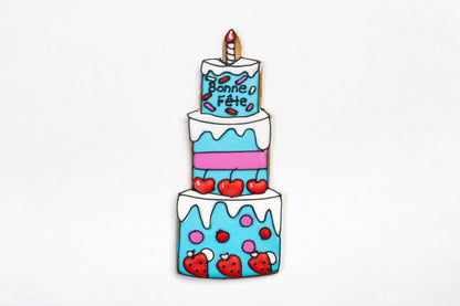 Bonne Fête - biscuit gâteau bleu personnalisable