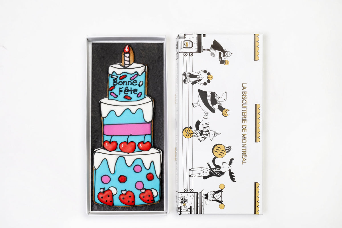 Bonne Fête - biscuit gâteau bleu personnalisable, détail