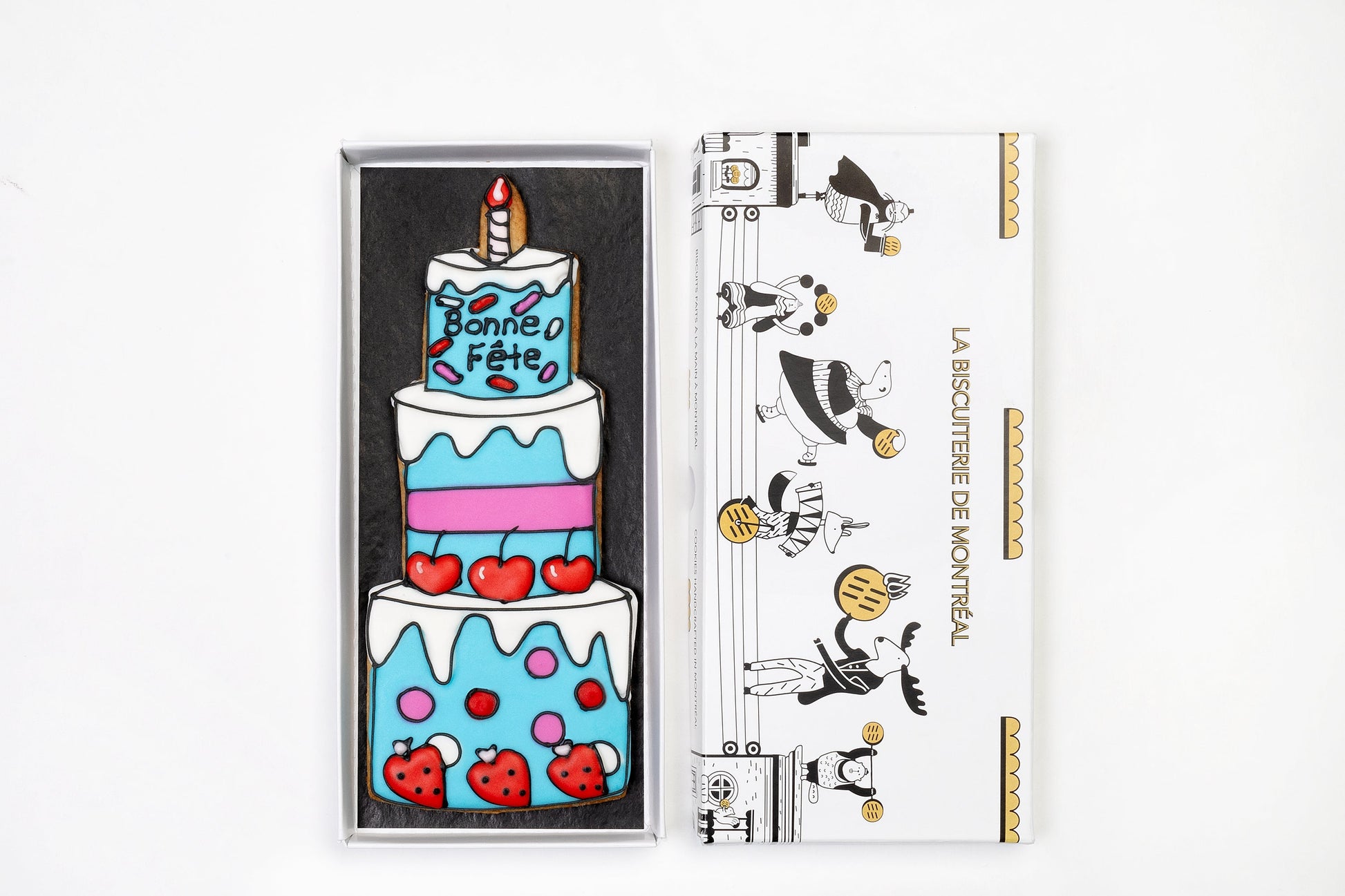Bonne Fête - biscuit gâteau bleu personnalisable, détail